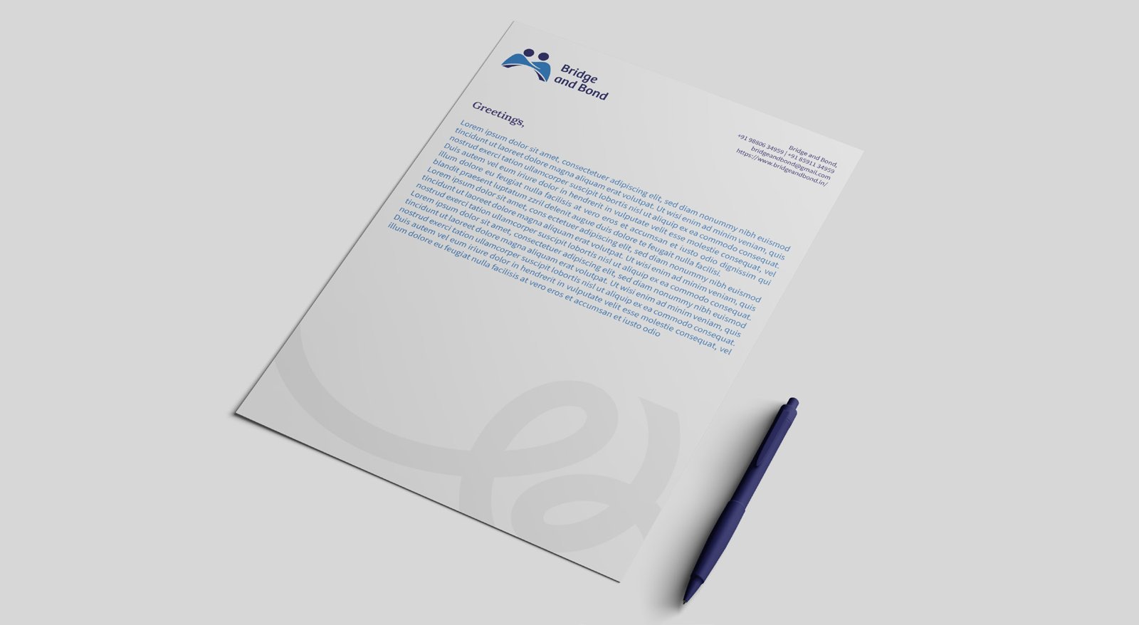 Bridge and Bond letterhead mockup